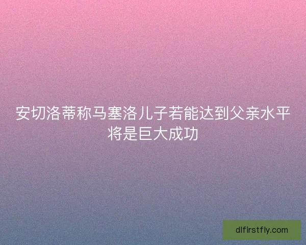 安切洛蒂称马塞洛儿子若能达到父亲水平将是巨大成功 安切洛蒂称马塞洛儿子若能达到父亲水平将是巨大成功