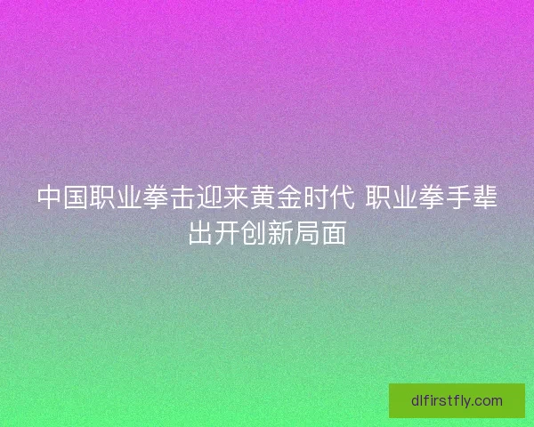 中国职业拳击迎来黄金时代 职业拳手辈出开创新局面